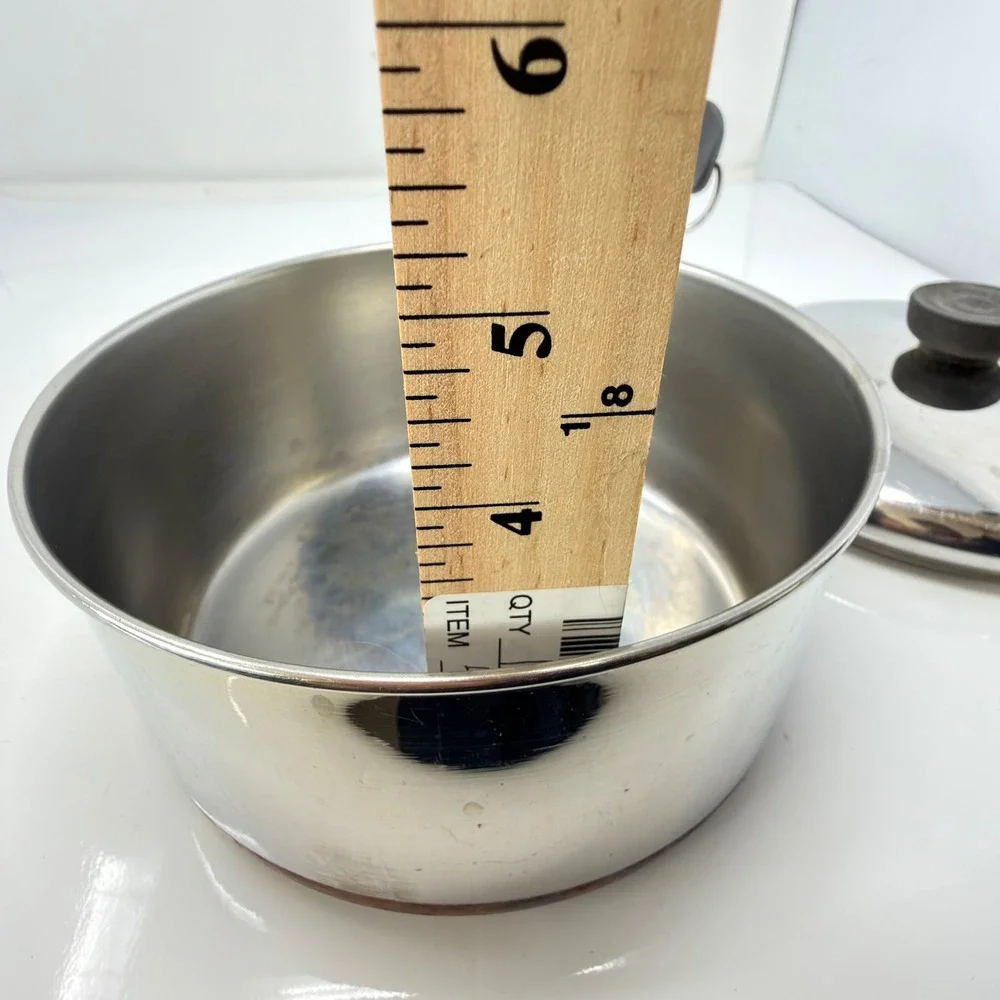 Vintage Revere Ware 2 Qt Copper Bottom Saucepan Pot Lid Stainless Steel Clinton